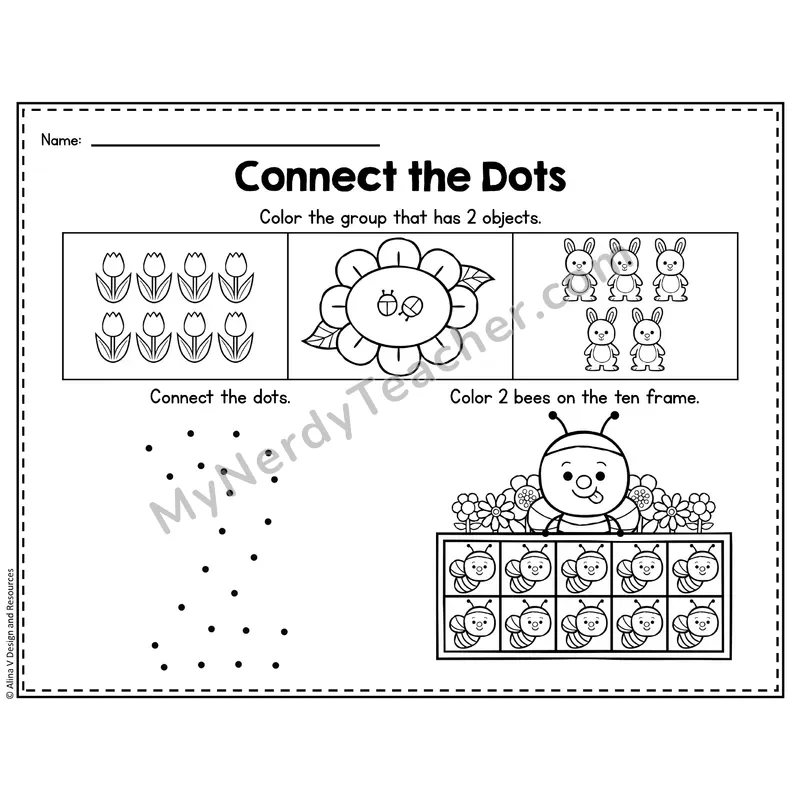 Number 2 Worksheet — Connect the Dots Counting