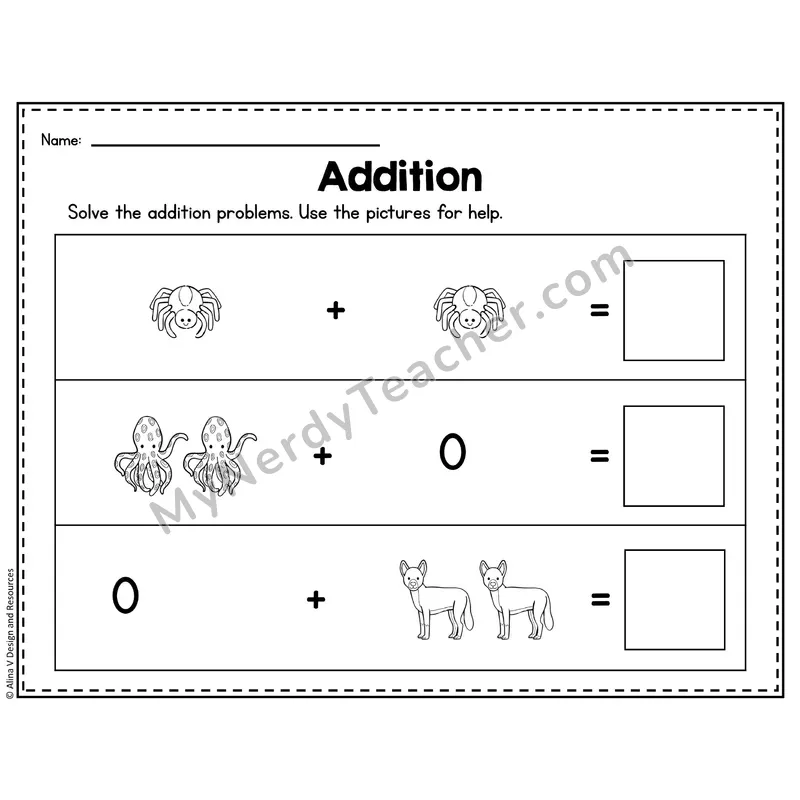 Number 2 Worksheet — Addition Within 10