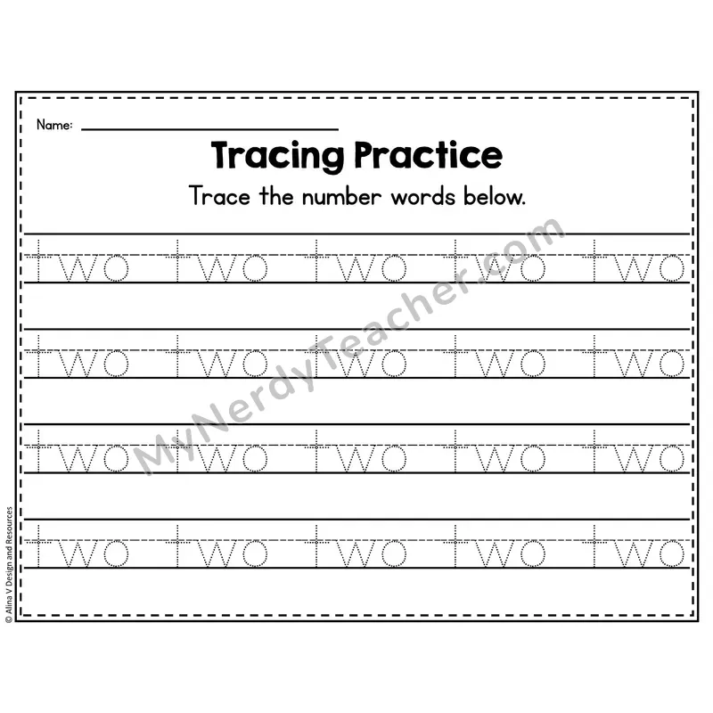 Number 2 Worksheet — Number Tracing Practice