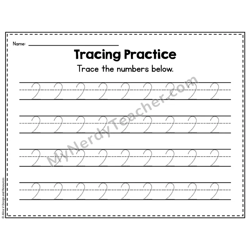 Number 1 Worksheet — Number Tracing Practice