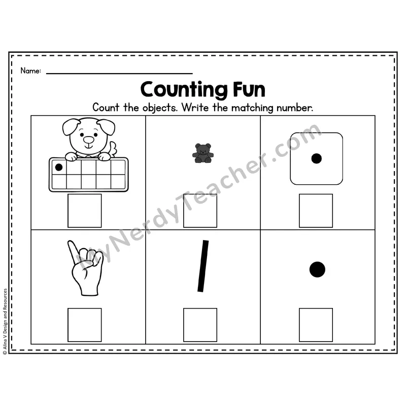 Number 1 Worksheet — Counting Objects