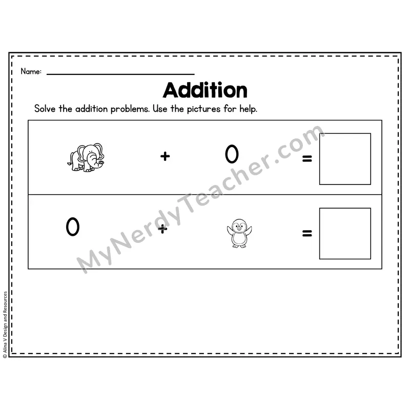 Number 1 Worksheet — Addition Within 10