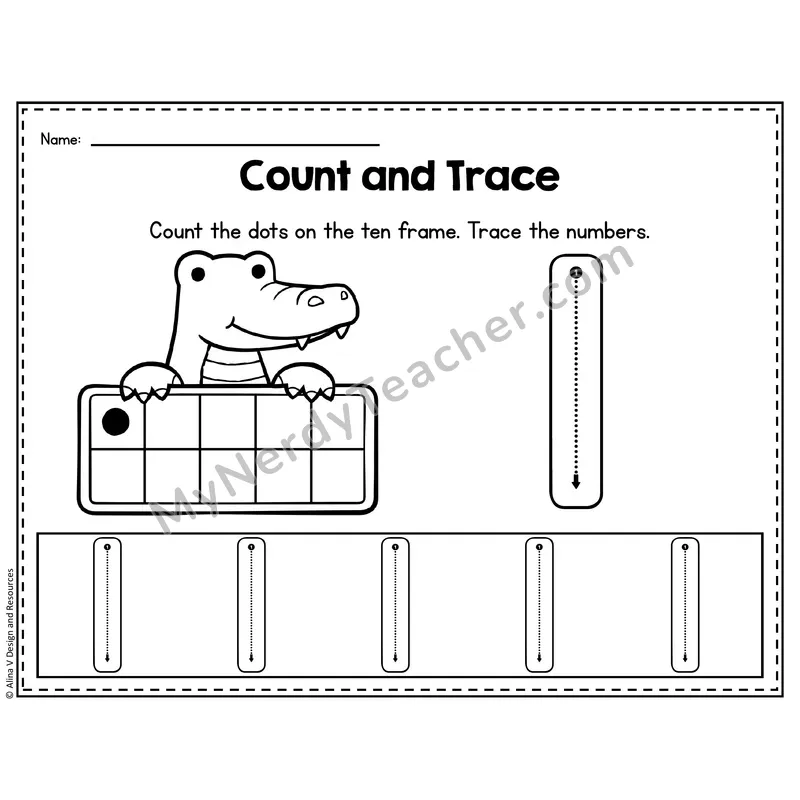 Number 1 Worksheet — Count and Trace