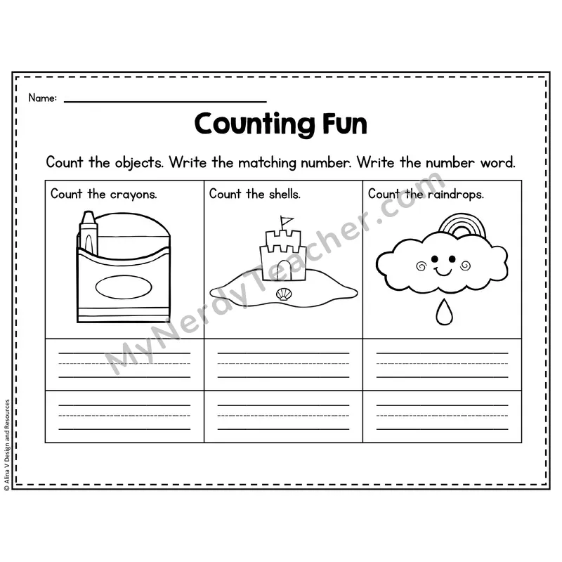 Number 1 Worksheet — Counting Objects