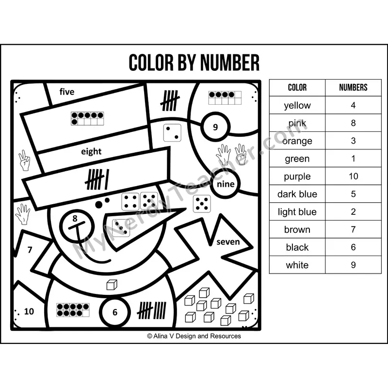 Color by Number Sense — Winter Mystery Picture 2