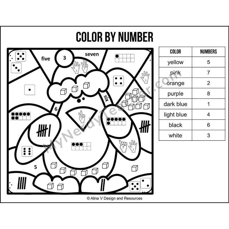 Color by Number Sense — Winter Mystery Picture 1