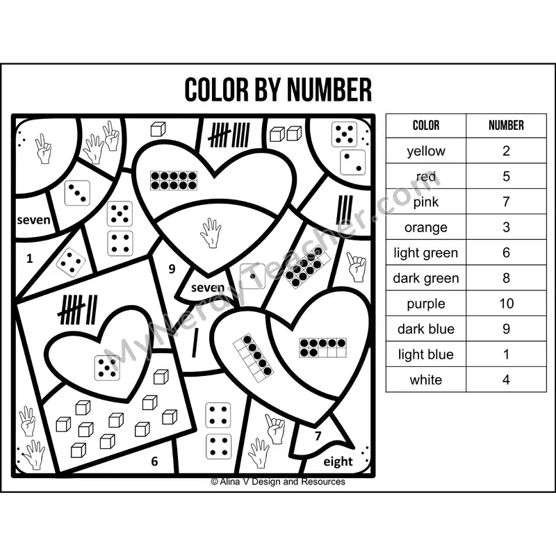Color by Number Sense — Valentines Day Mystery Picture 5