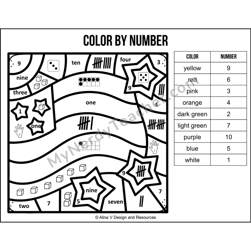 Color by Number Sense — Veterans Day Mystery Picture 1