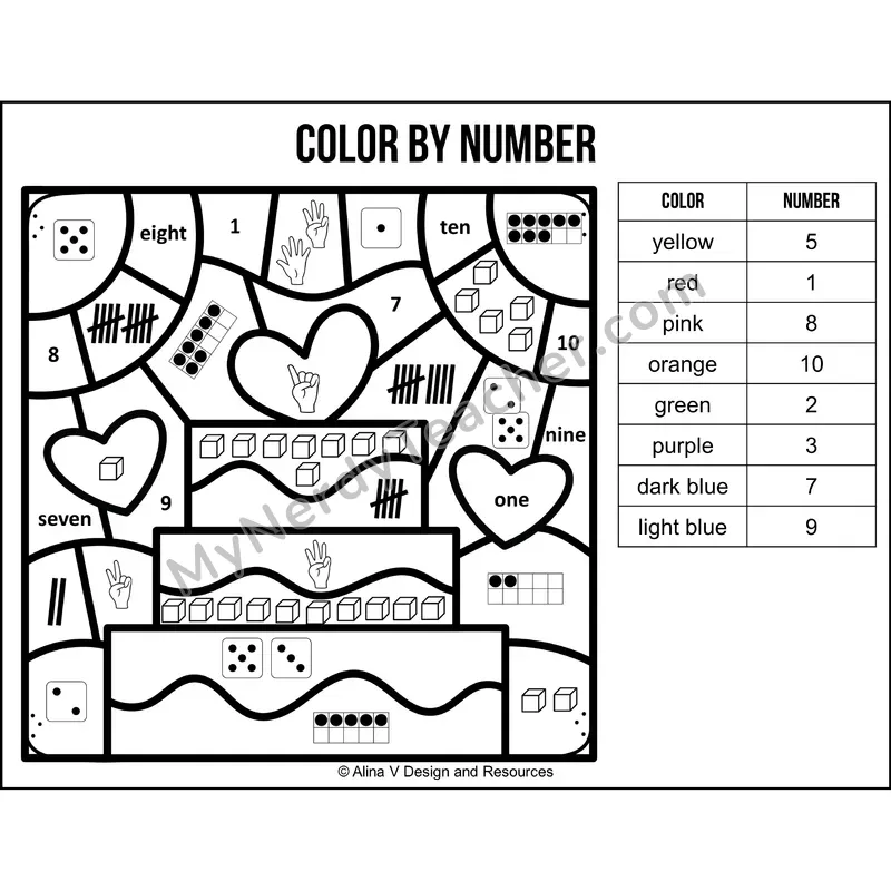 Color by Number Sense — Valentines Day Mystery Picture 2