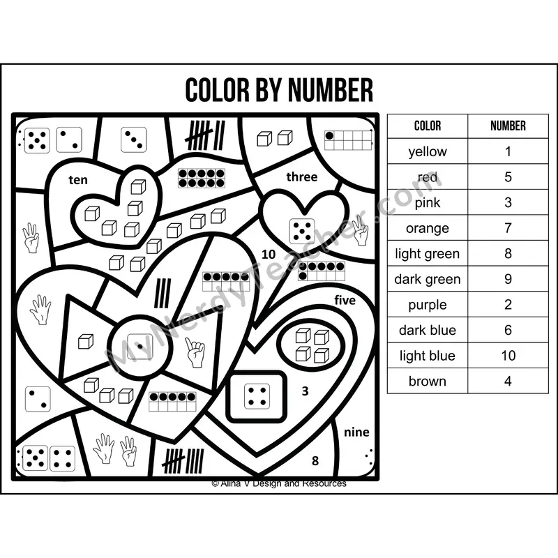 Color by Number Sense — Valentines Day Mystery Picture 3