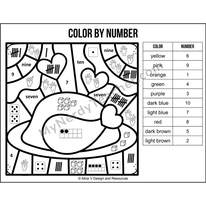 Color by Number Sense — Thanksgiving Mystery Picture 6