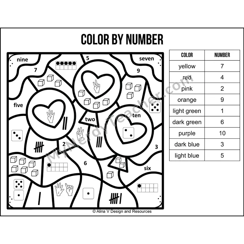 Color by Number Sense — Valentines Day Mystery Picture 1