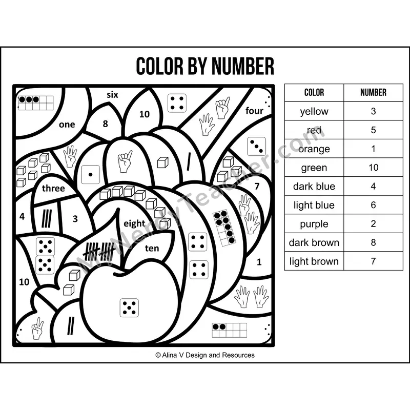 Color by Number Sense — Thanksgiving Mystery Picture 1