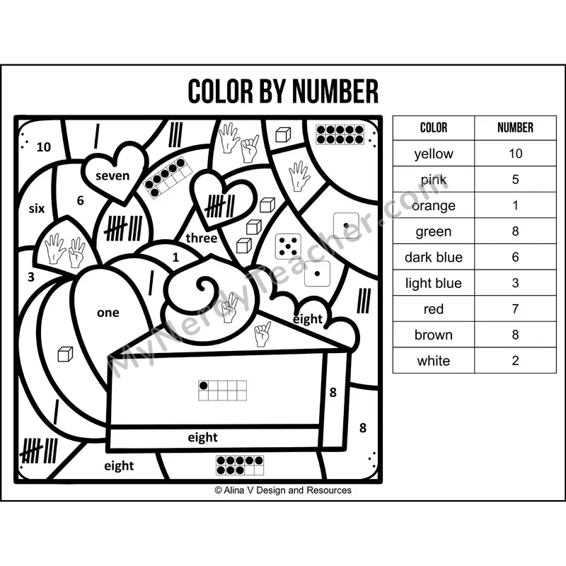 Color by Number Sense — Thanksgiving Mystery Picture 4
