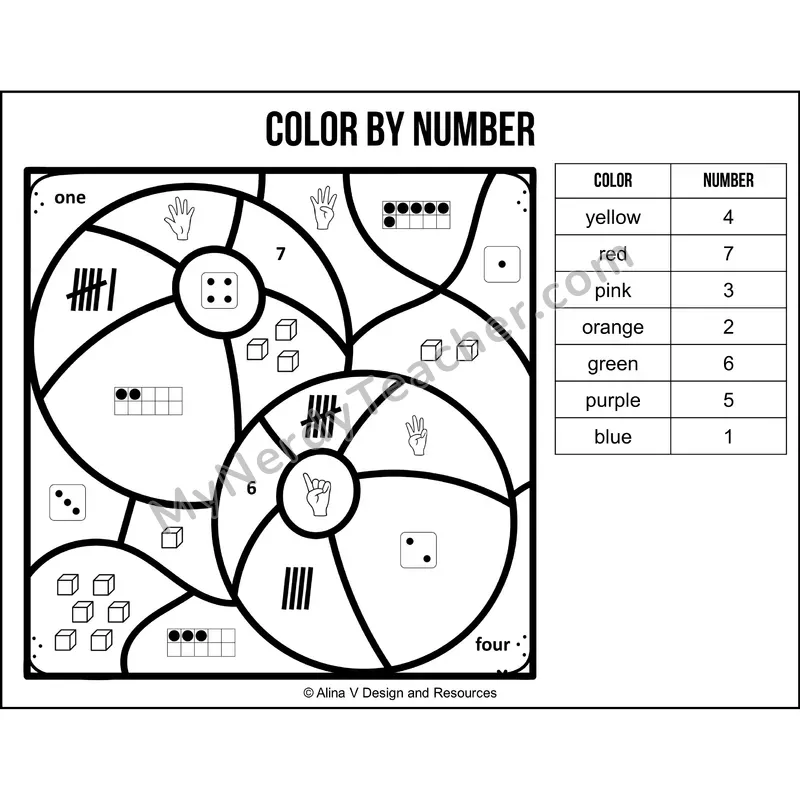 Color by Number Sense — Summer Mystery Picture 1