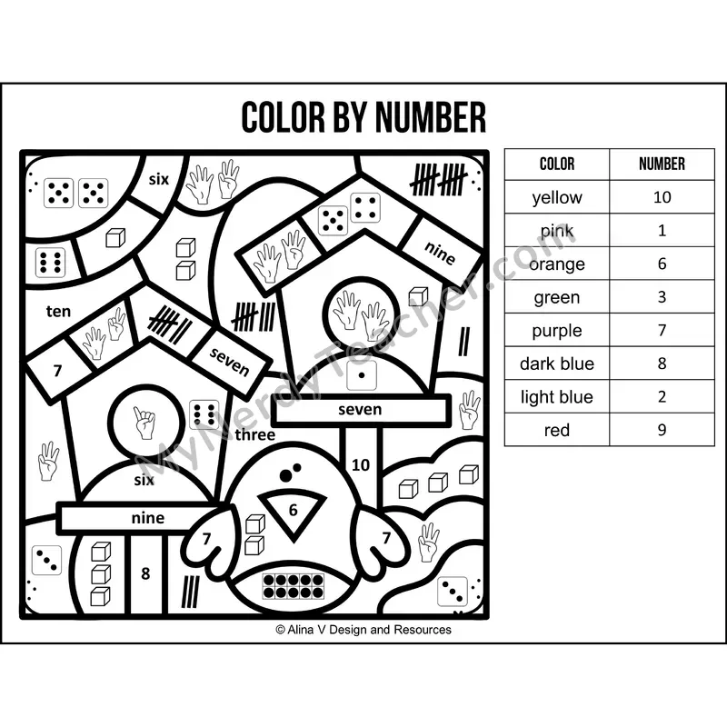 Color by Number Sense — Spring Mystery Picture 6
