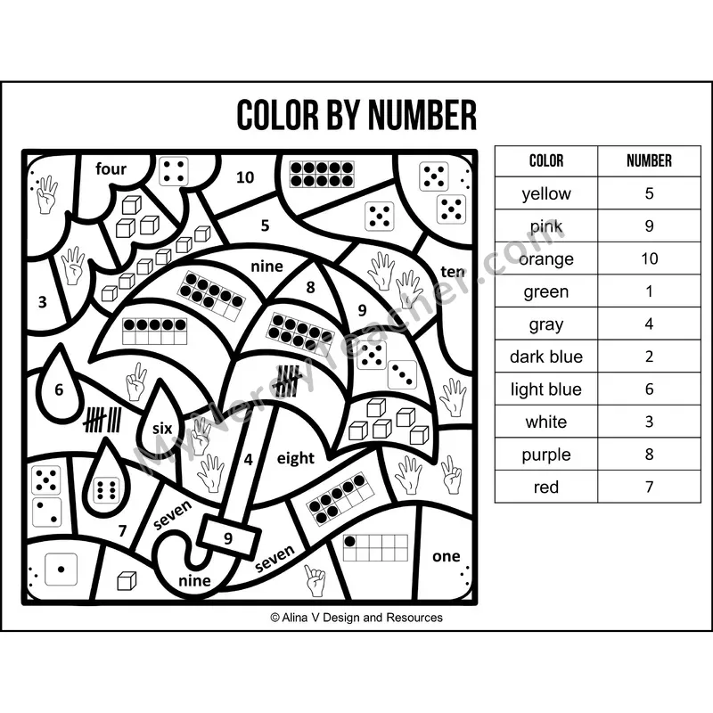 Color by Number Sense — Spring Mystery Picture 1