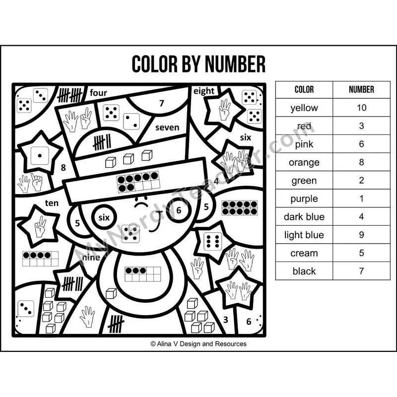 Color by Number Sense — New Year Mystery Picture 1