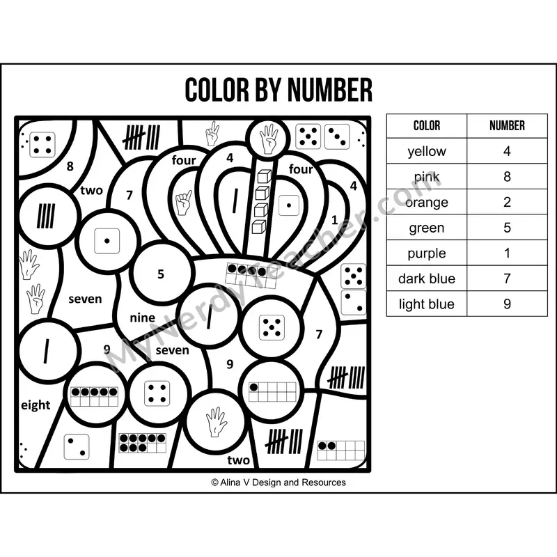 Color by Number Sense — Mardi Gras Mystery Picture 1