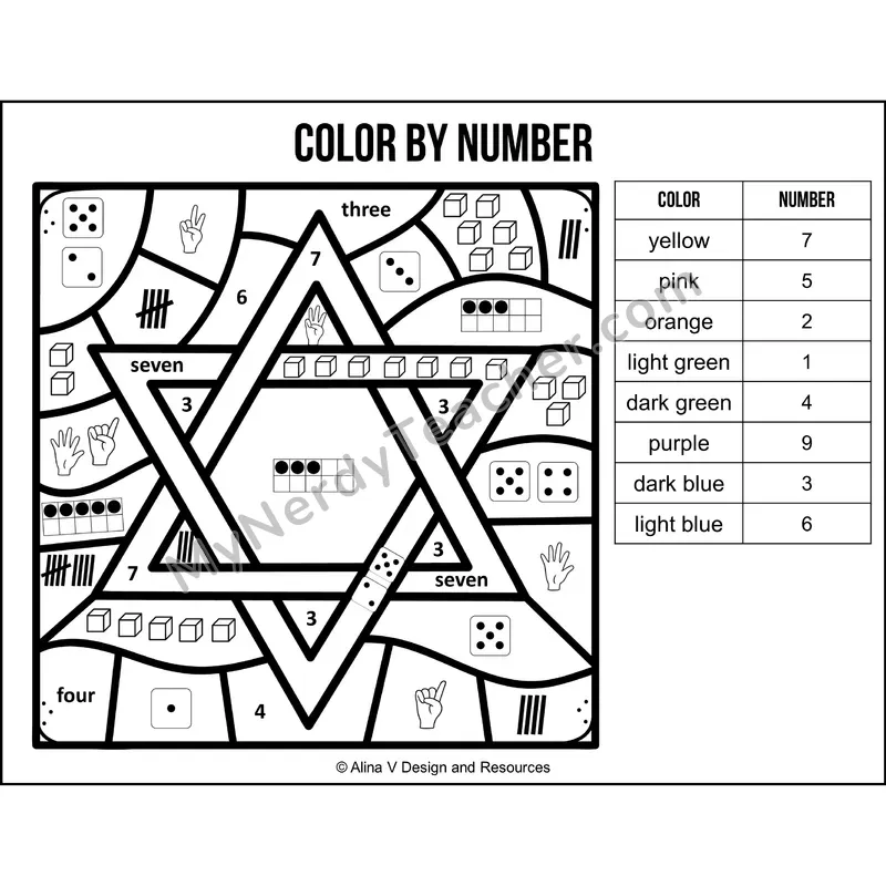Color by Number Sense — Hanukkah Mystery Picture 3