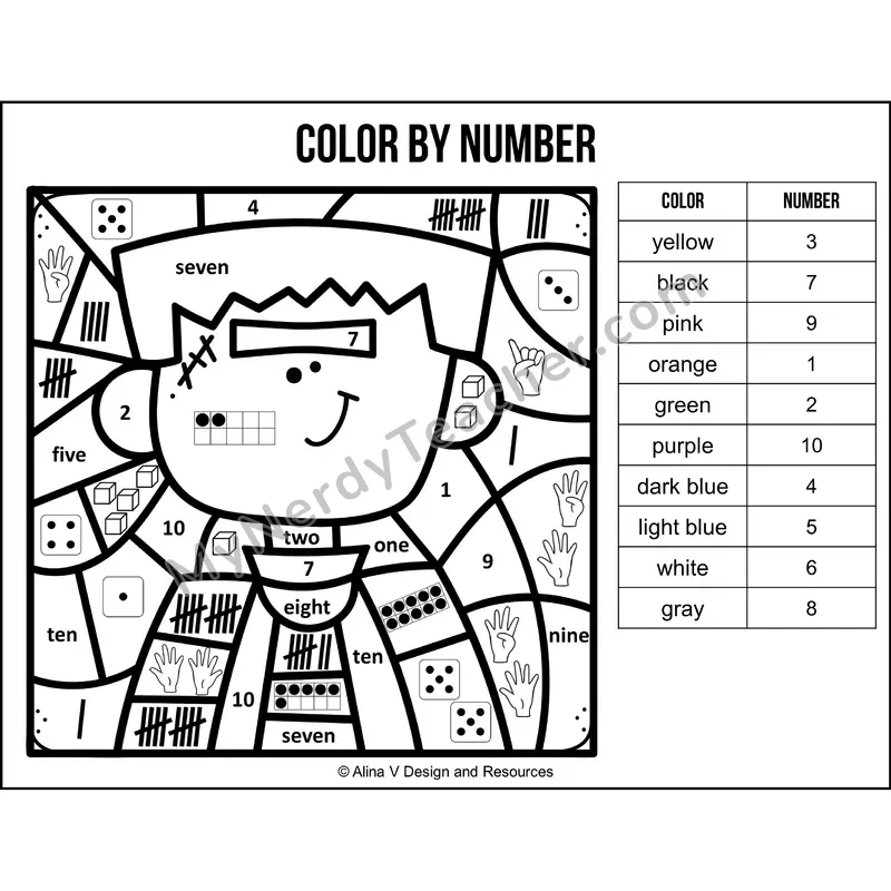 Color by Number Sense — Halloween Mystery Picture 1