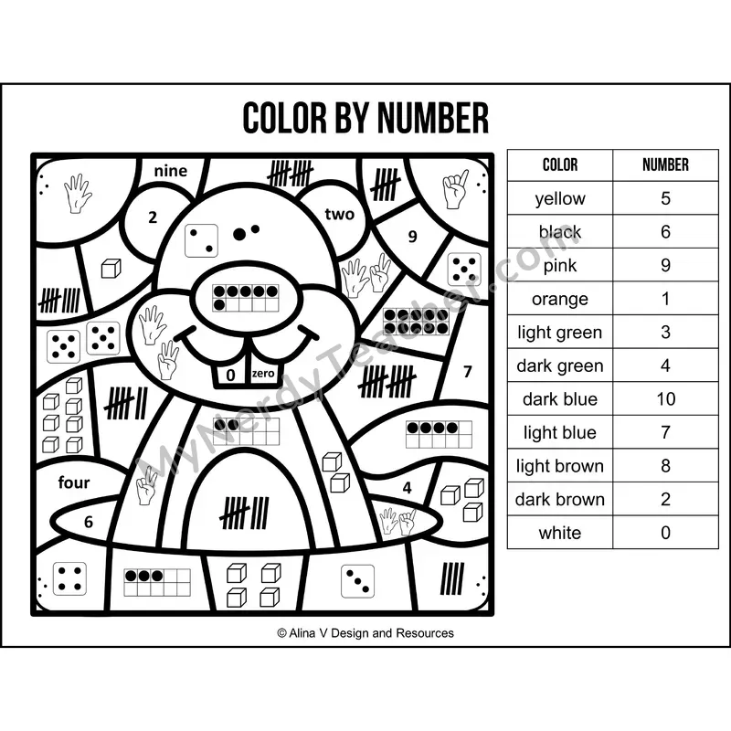 Color by Number Sense — Groundhog Day Mystery Picture 4