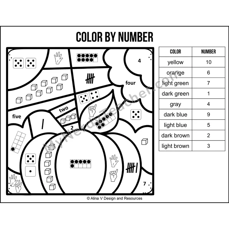 Color by Number Sense — Fall Mystery Picture 6