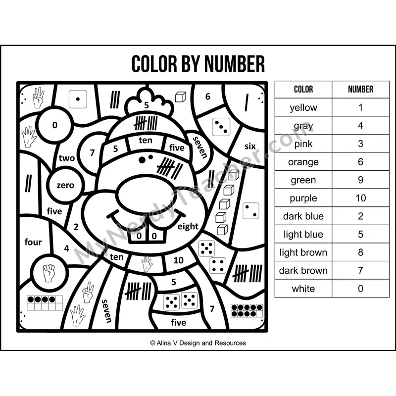 Color by Number Sense — Groundhog Day Mystery Picture 1