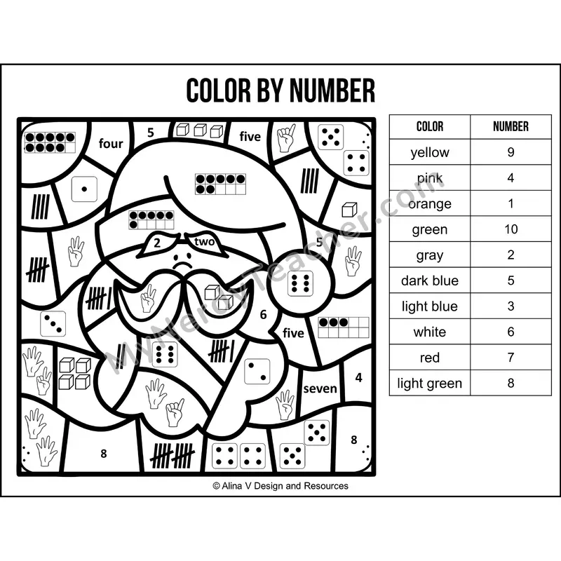 Color by Number Sense — Christmas Mystery Picture 1