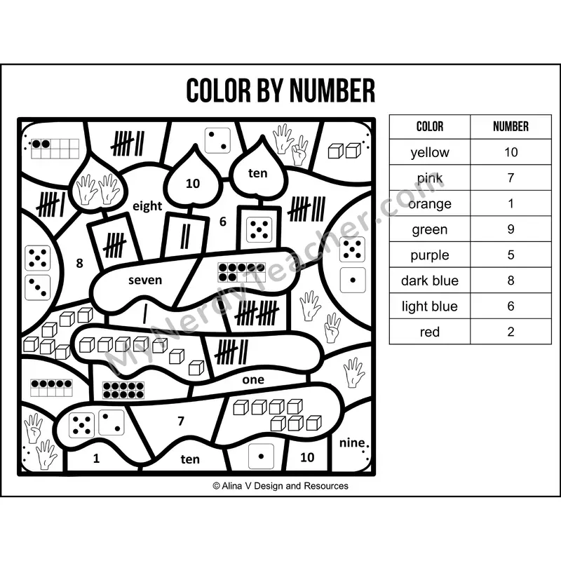 Color by Number Sense — Birthday Mystery Picture 3