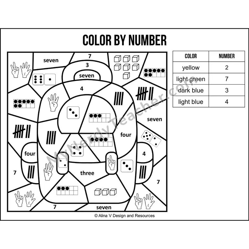 Color by Number Sense — Back to School Mystery Picture 1