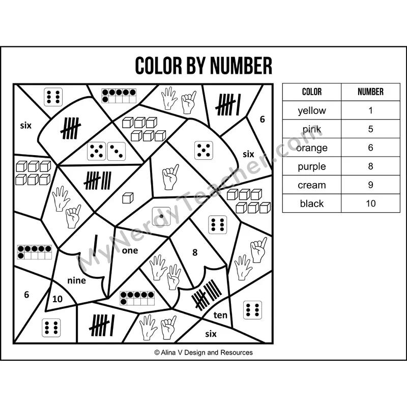 Color by Number Sense — Back to School Mystery Picture 2
