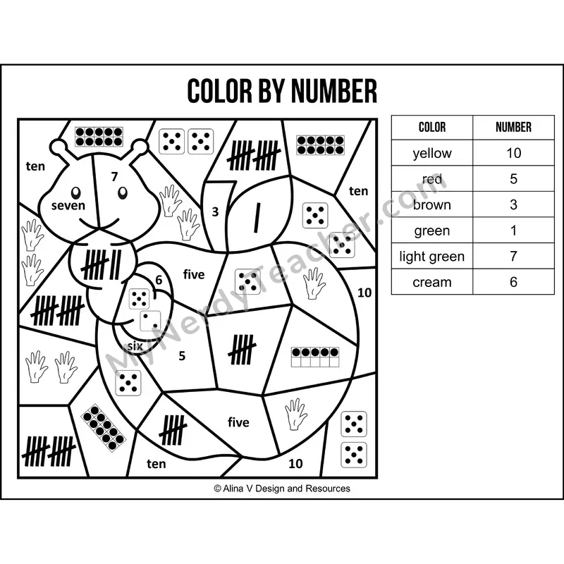 Color by Number Sense — Back to School Mystery Picture 4