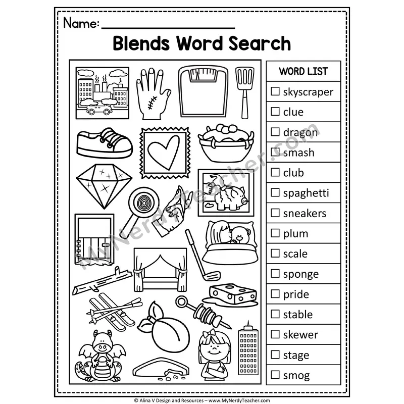 I Spy Phonics — Consonant Blends Picture Search