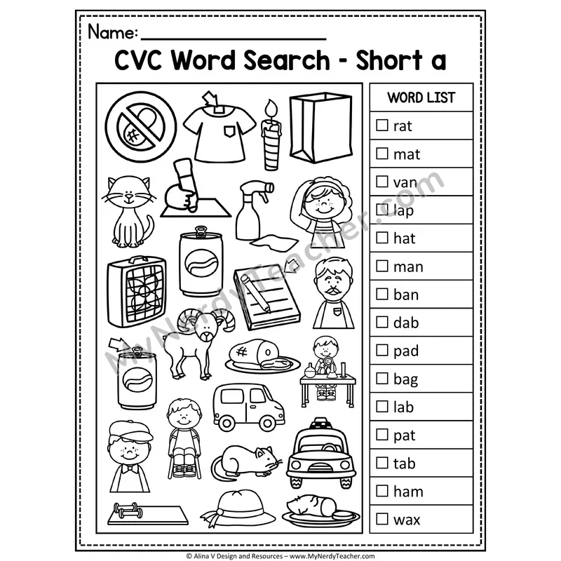 I Spy Phonics — CVC Short Vowel Words Picture Search