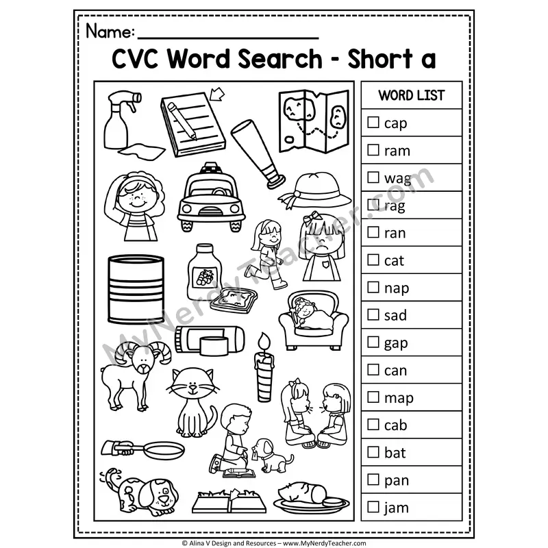 I Spy Phonics — CVC Short Vowel Words Picture Search