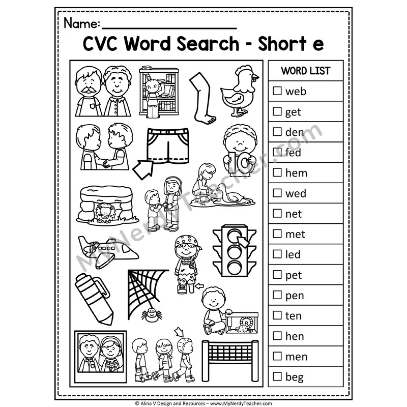 I Spy Phonics — CVC Short Vowel Words Picture Search
