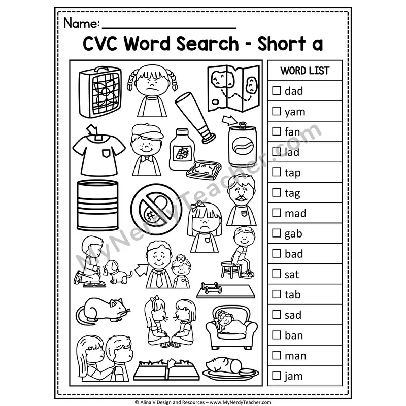 I Spy Phonics — CVC Short Vowel Words Picture Search