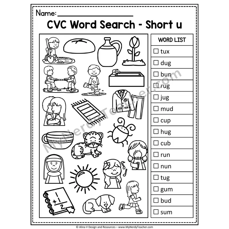I Spy Phonics — CVC Short Vowel Words Picture Search