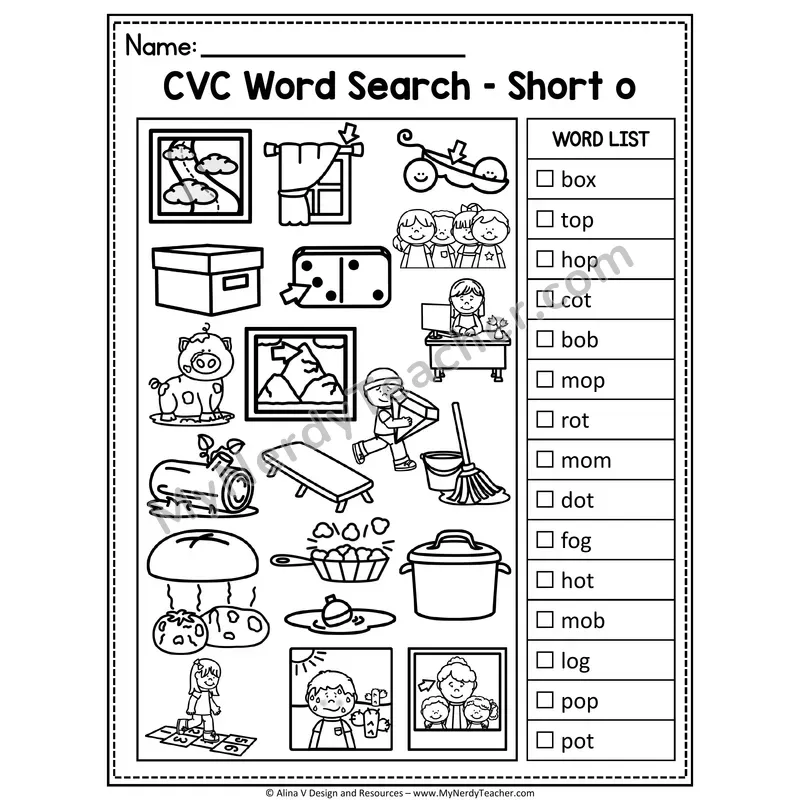 I Spy Phonics — CVC Short Vowel Words Picture Search