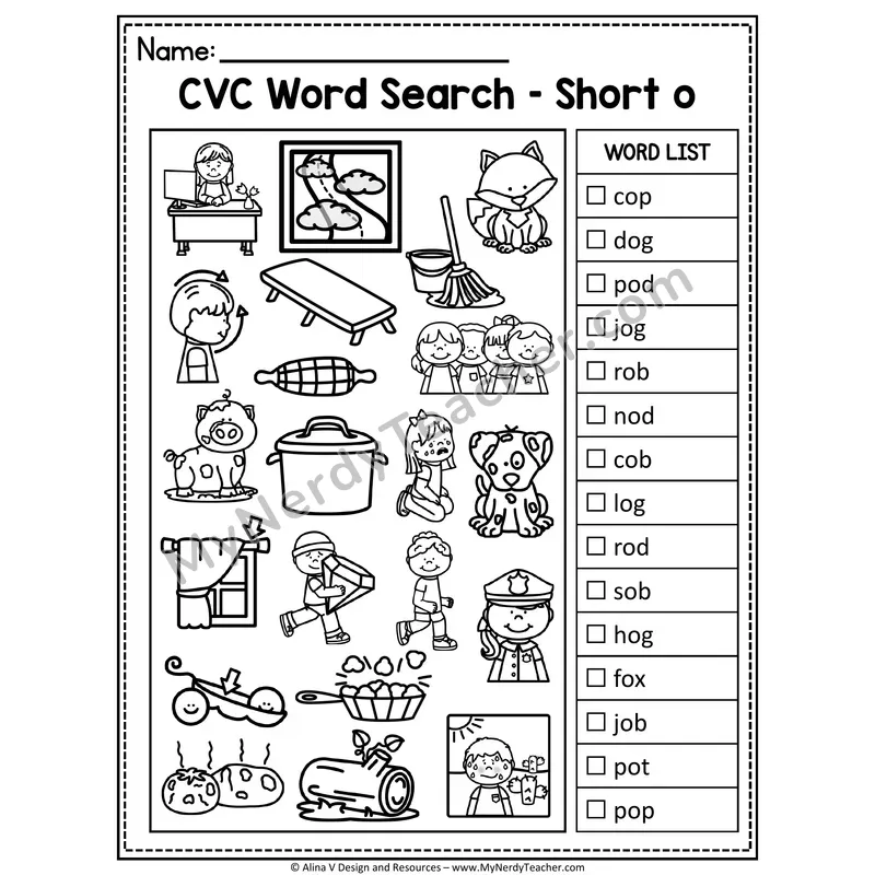 I Spy Phonics — CVC Short Vowel Words Picture Search