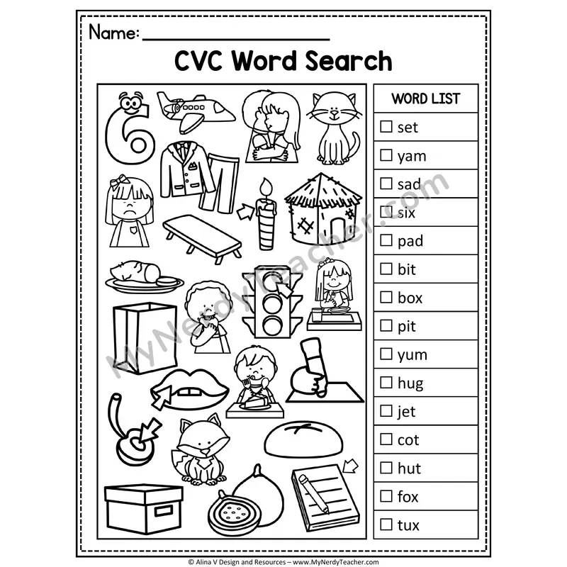 I Spy Phonics — CVC Short Vowel Words Picture Search