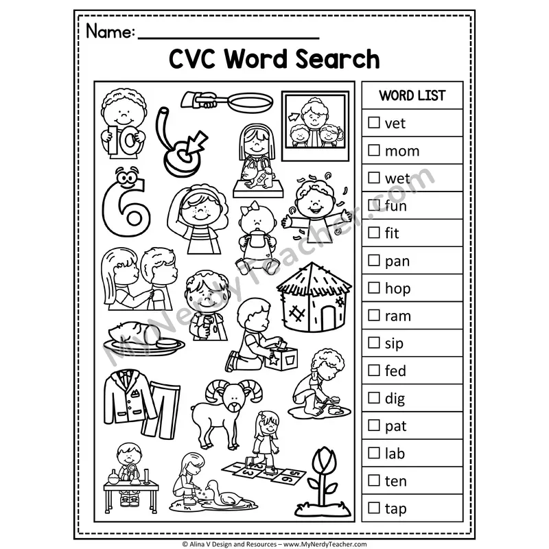 I Spy Phonics — CVC Short Vowel Words Picture Search