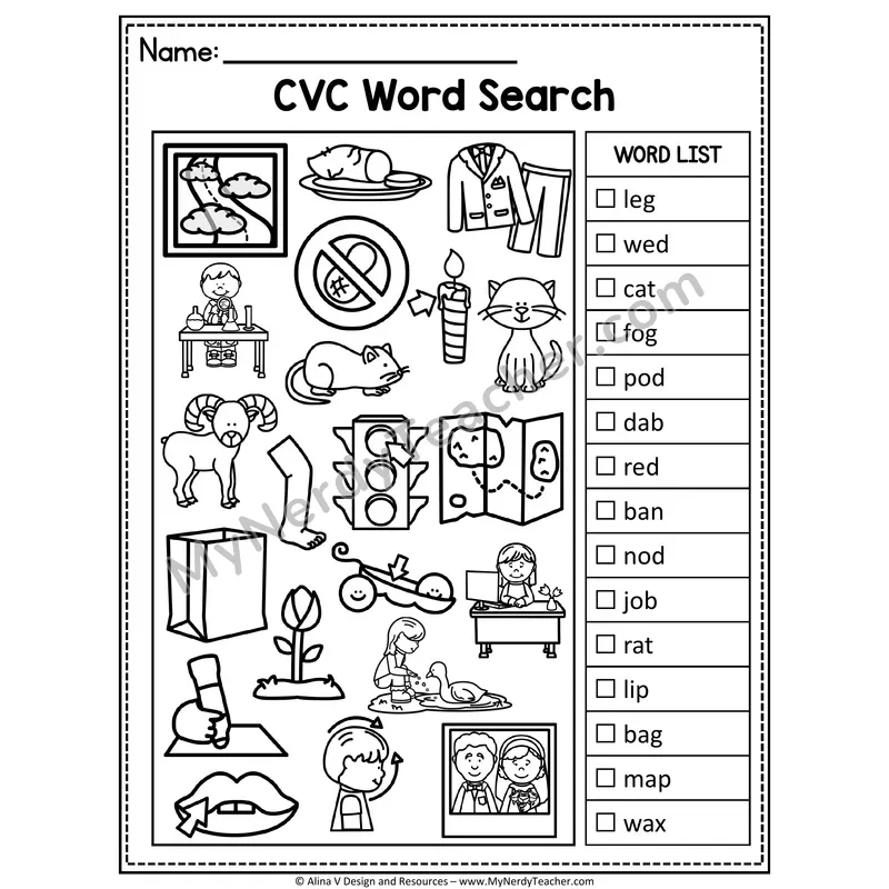 I Spy Phonics — CVC Short Vowel Words Picture Search