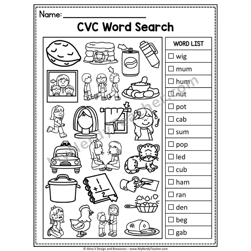 I Spy Phonics — CVC Short Vowel Words Picture Search