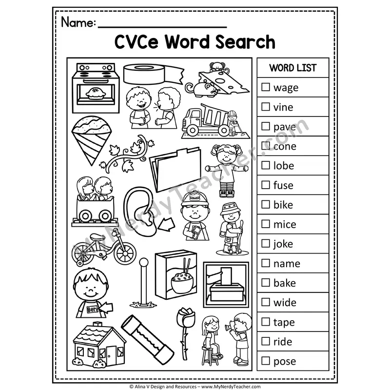 I Spy Phonics — CVCe Long Vowel Words Picture Search