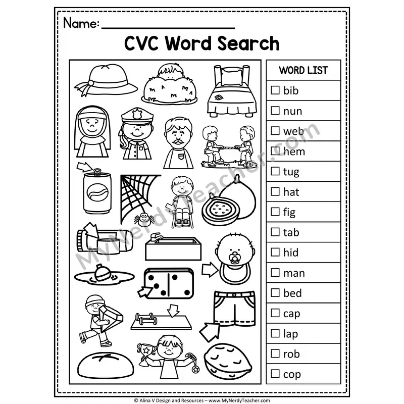 I Spy Phonics — CVC Short Vowel Words Picture Search