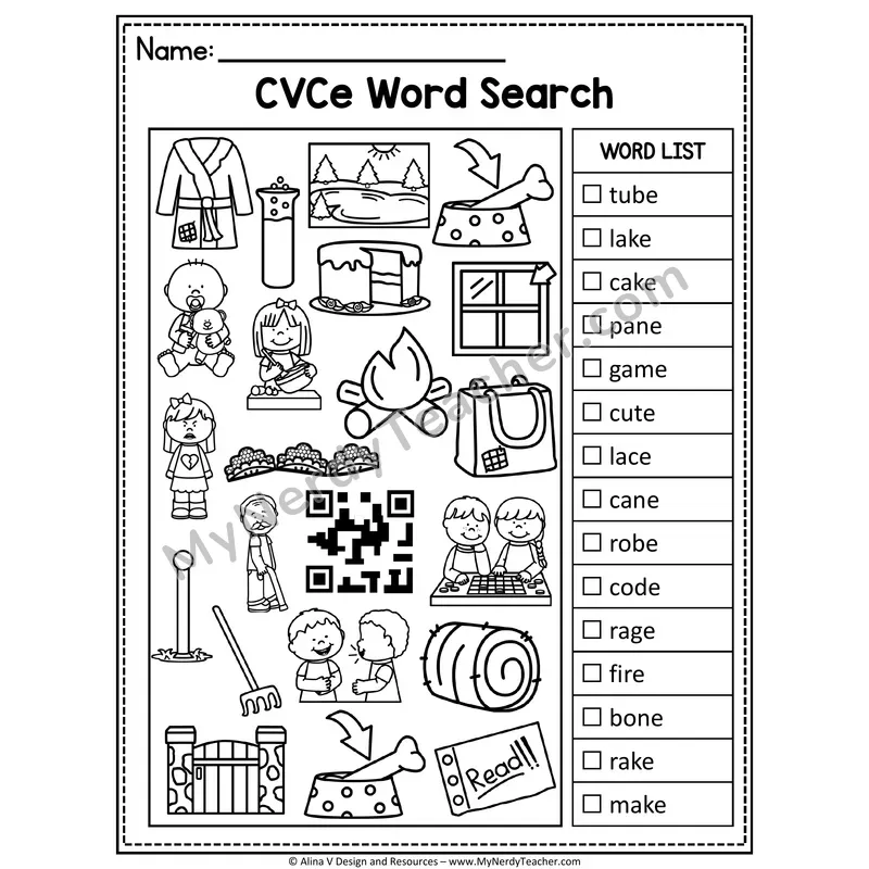 I Spy Phonics — CVCe Long Vowel Words Picture Search