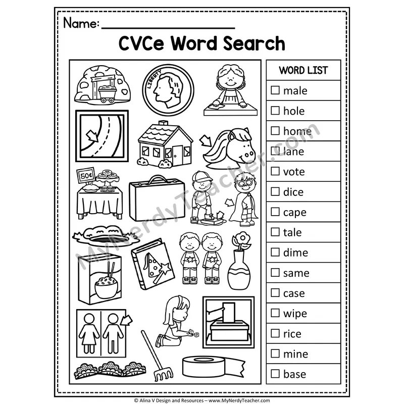I Spy Phonics — CVCe Long Vowel Words Picture Search