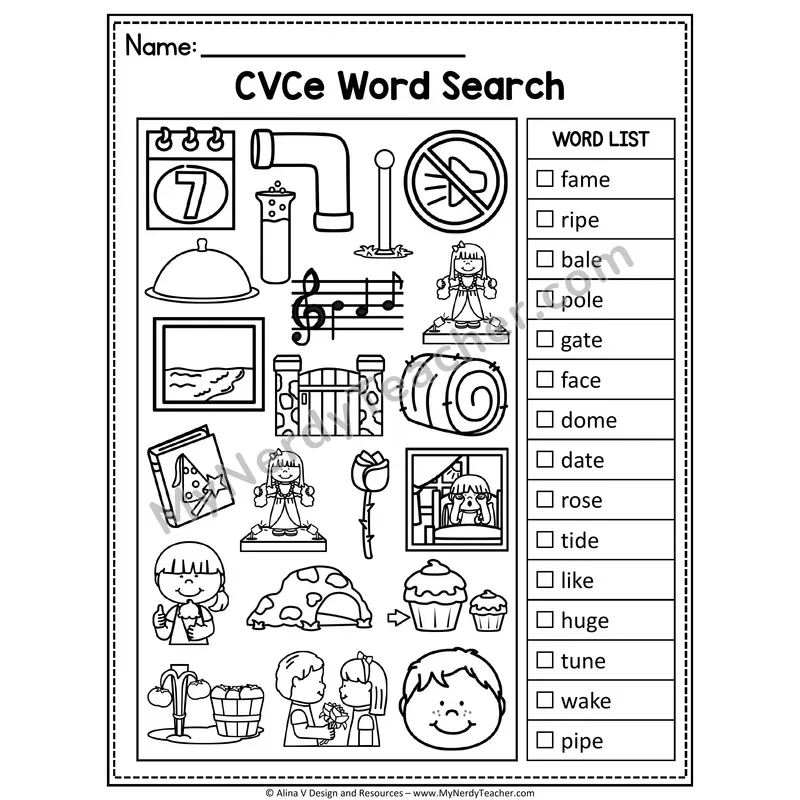 I Spy Phonics — CVCe Long Vowel Words Picture Search